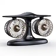 Portable Desk Fan, 8000mAh Battery Powered Small Quiet Table Fan for Bedroom Office, Aviation Style Turbine Personal Fan with LED Light, Retro Cordless Cooling Fan for Home, Travel & Sleeping
