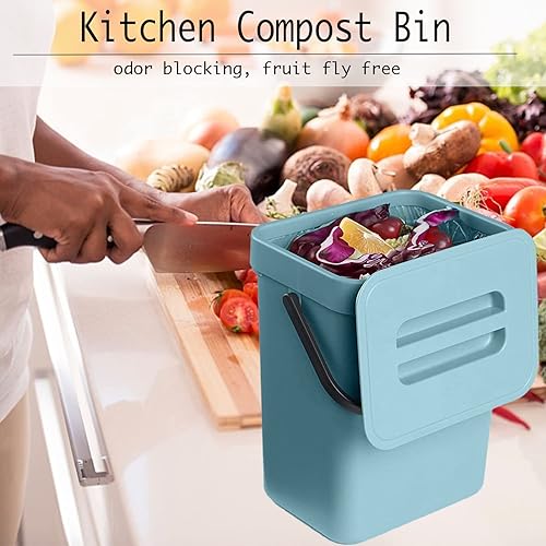 Miniatura 9 de LALASTAR - Contenedor de compost para encimera con tapa pequeño cubo de basura colgante con tapa debajo del fregadero para cocina contenedor de