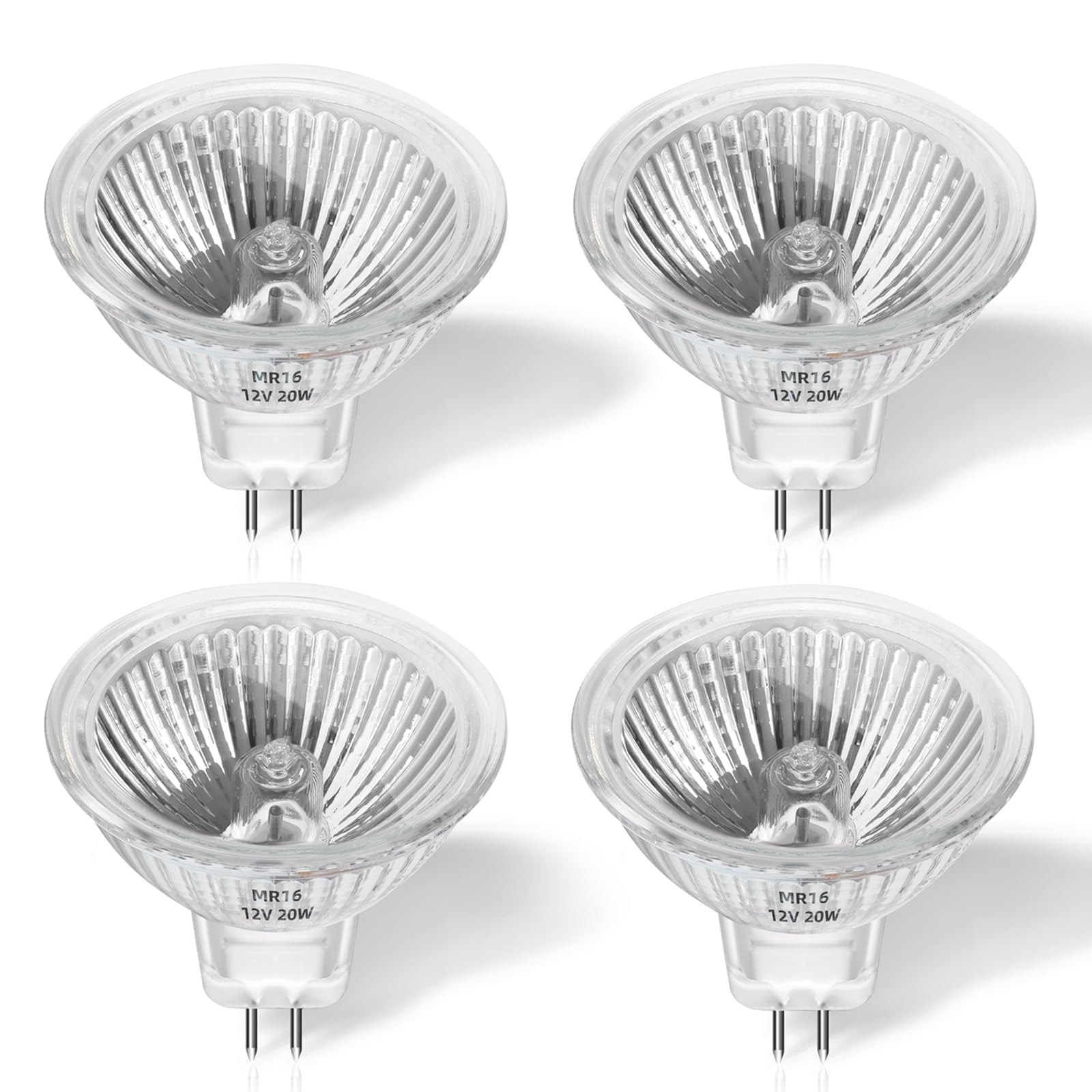 Morotty 4 Stück Leuchtmittel MR16 GU5.3 12v 20w, 240LM Halogenstrahler Warm White 2700k, 2 Pin Dimmbar Halogen Spot Glühbirnen Für Landschaftsbeleuchtung, Schienenbeleuchtung, Einbaubeleuchtung