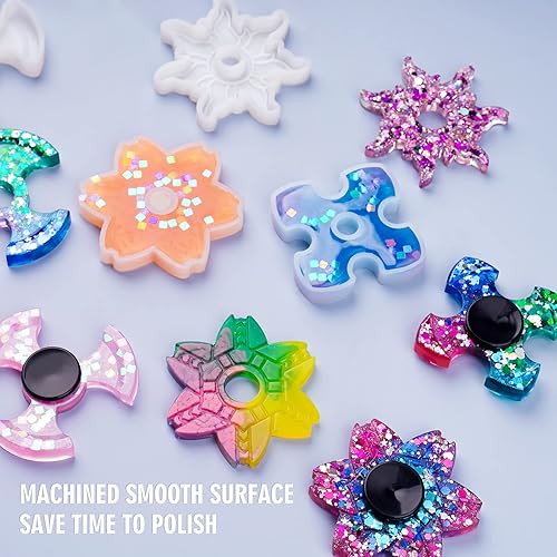 Vista 39 de NiArt Fidget Finger Spinner DIY Resina Epoxi Fundición Molde de Silicona Kit 5 Moldes con 10 Rodamientos, Alivio del Estrés Juguete de Mano Fidget
