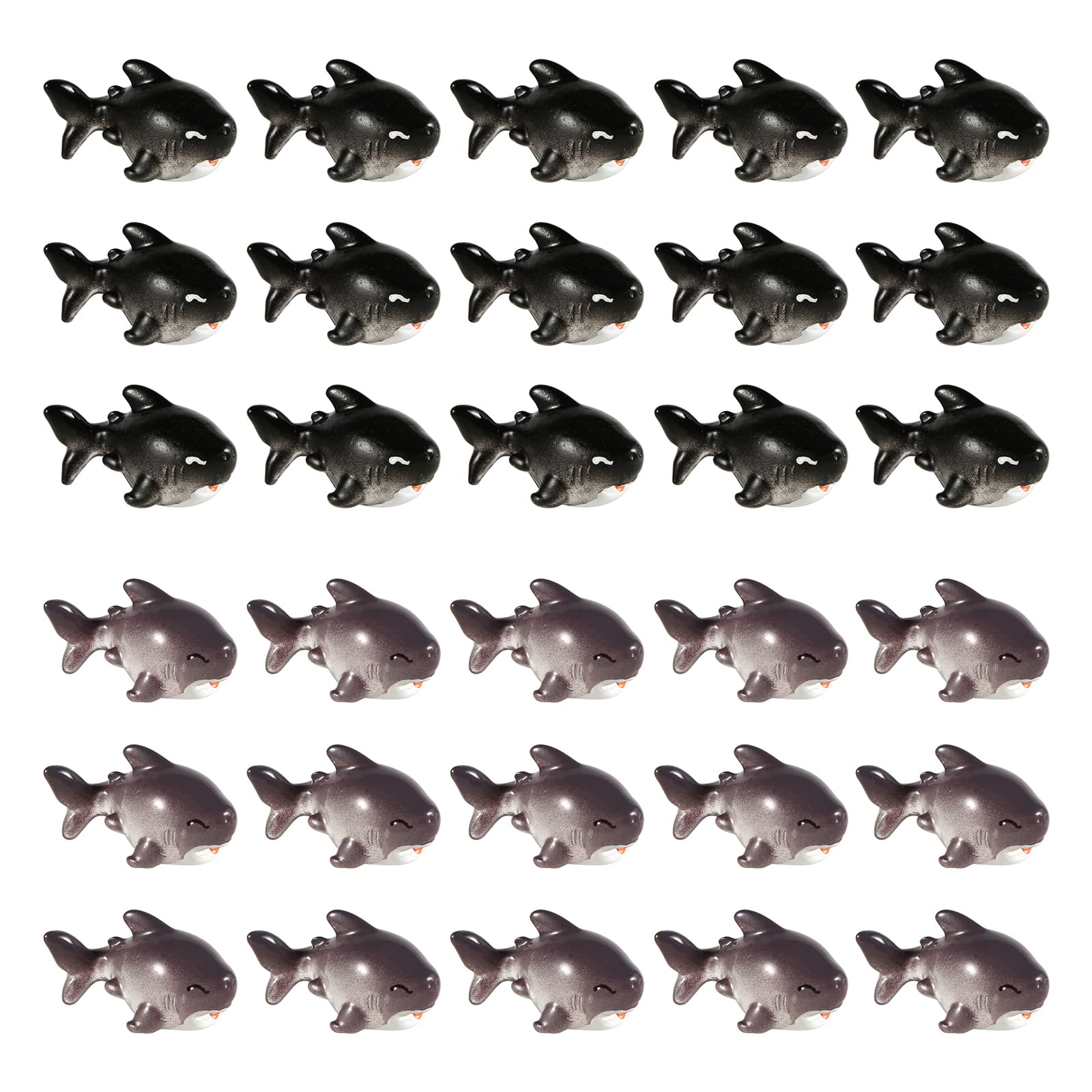 60pcs Mini Resin Sharks, Miniature Shark Figurines Cute Small Shark Figures Miniature Ocean Animals Tiny Shark Figurines DIY Accessories for Potted Plants Garden Tank Decor (Black, Gray)