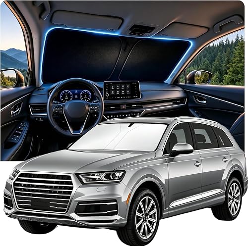 59"x31" New Car Windshield Sun Shade,Oxford Cloth Sunshade for Car Windshield for Heat-Blocking,Foldable Cars Windshields Shade with Storage Bag for Cars & Compact SUVs