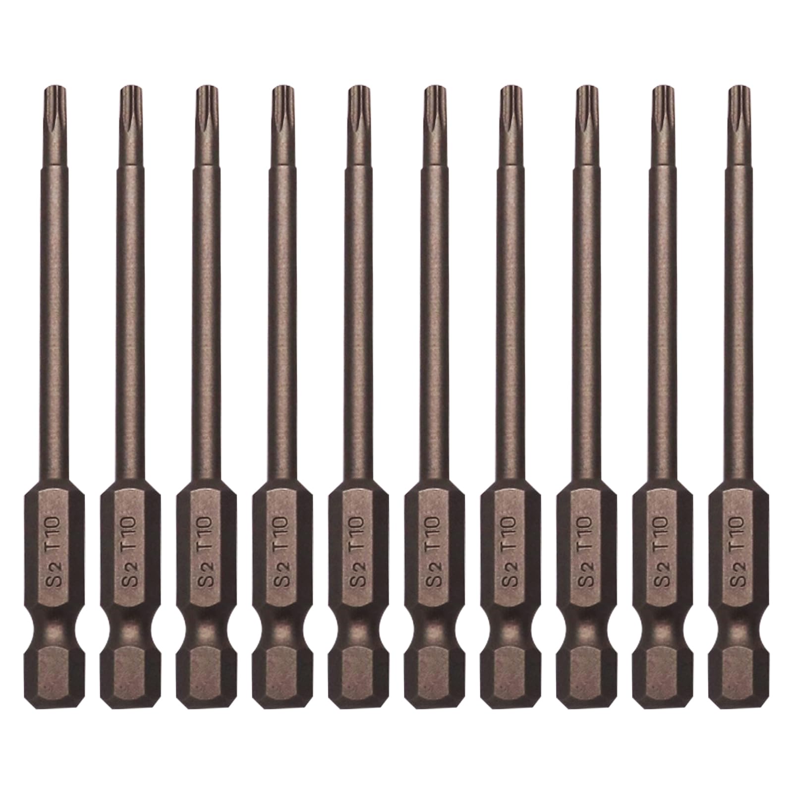 Sipery 10Pcs Magnetic Torx Head Screw Driver Bits 75mm/3inch Long 1/4inch Hex Shank Security Tamper Proof Magnetic Torx Bit T10