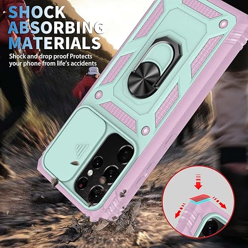 Miniatura 8 de Samsung Galaxy Note 20 Ultra 5G Case with Slide Camera Cover Military Grade Heavy Duty Shockproof Three-Layer Case with 360 Ring Stand for Galaxy