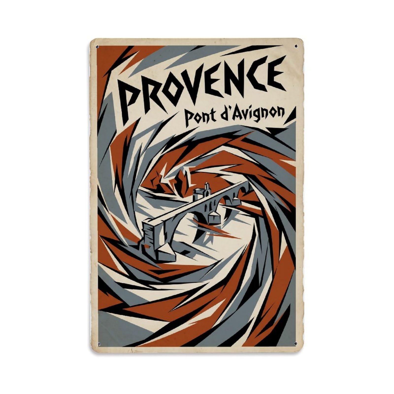 Gead 8X12inch Style Vintage Travel Provence Avignon Bridge Metal Tin Sign