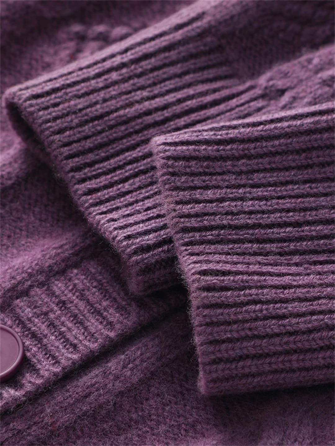 FLXHSA Damski sweter rozpinany, sweter z wycięciem pod szyją, guziki z dzianiny Merino