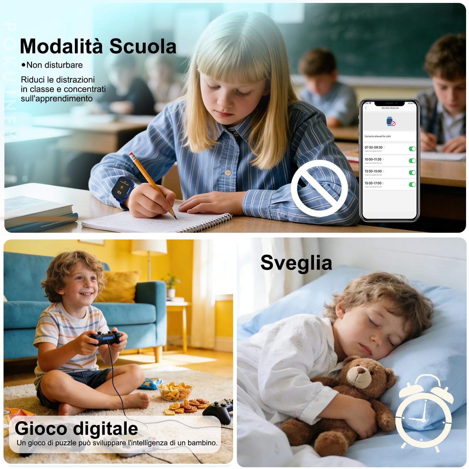 Smartwatch Bambini GPS Chiama Telefono SOS Contatti Chat Sveglia