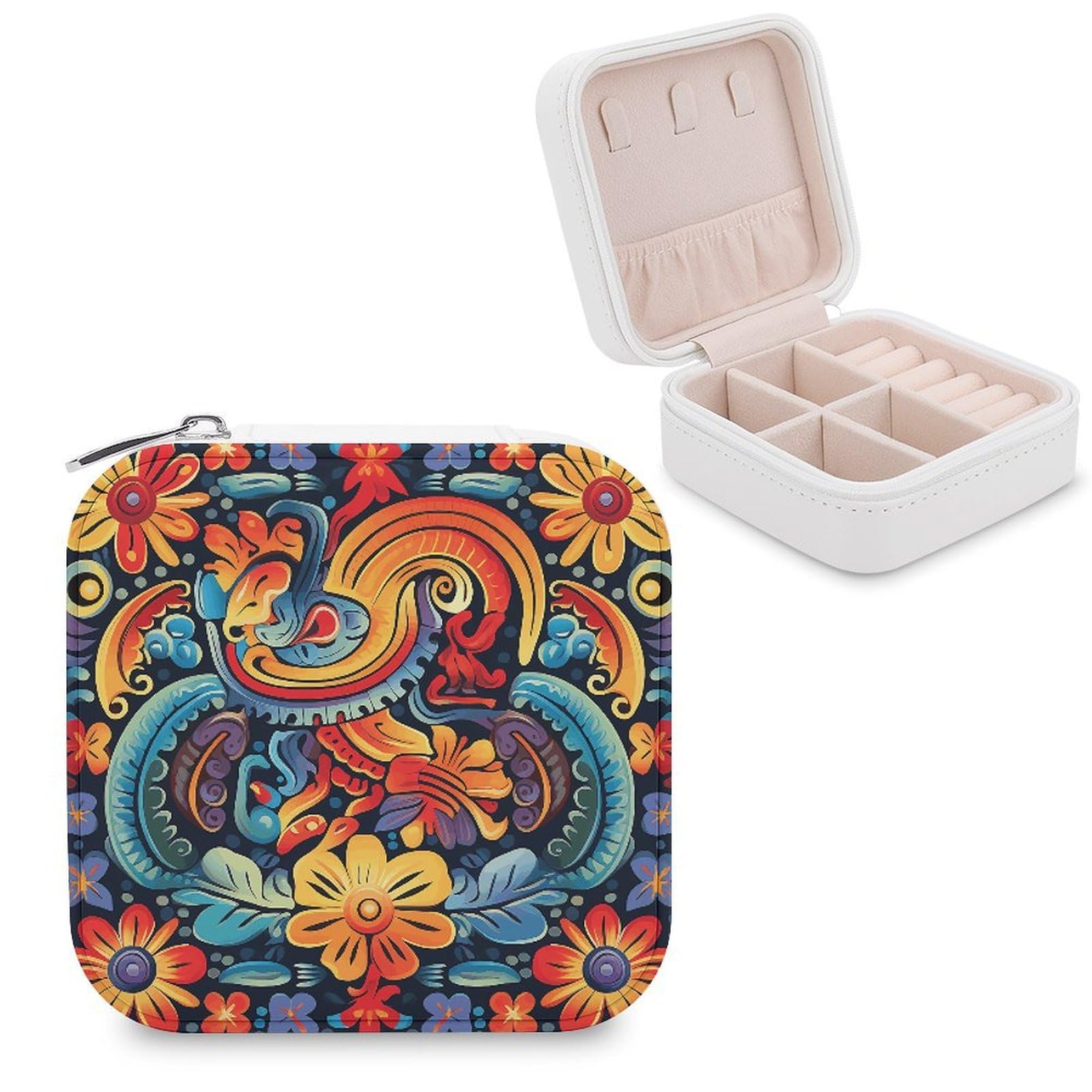 VstaDank Mexican Jewelry Box Beautiful Portable Ring Boxes Cute Large-Capacity Jewelry Case Jewelry Organizer for Mothers Gifts for Earrings Rings Hand Bracelet