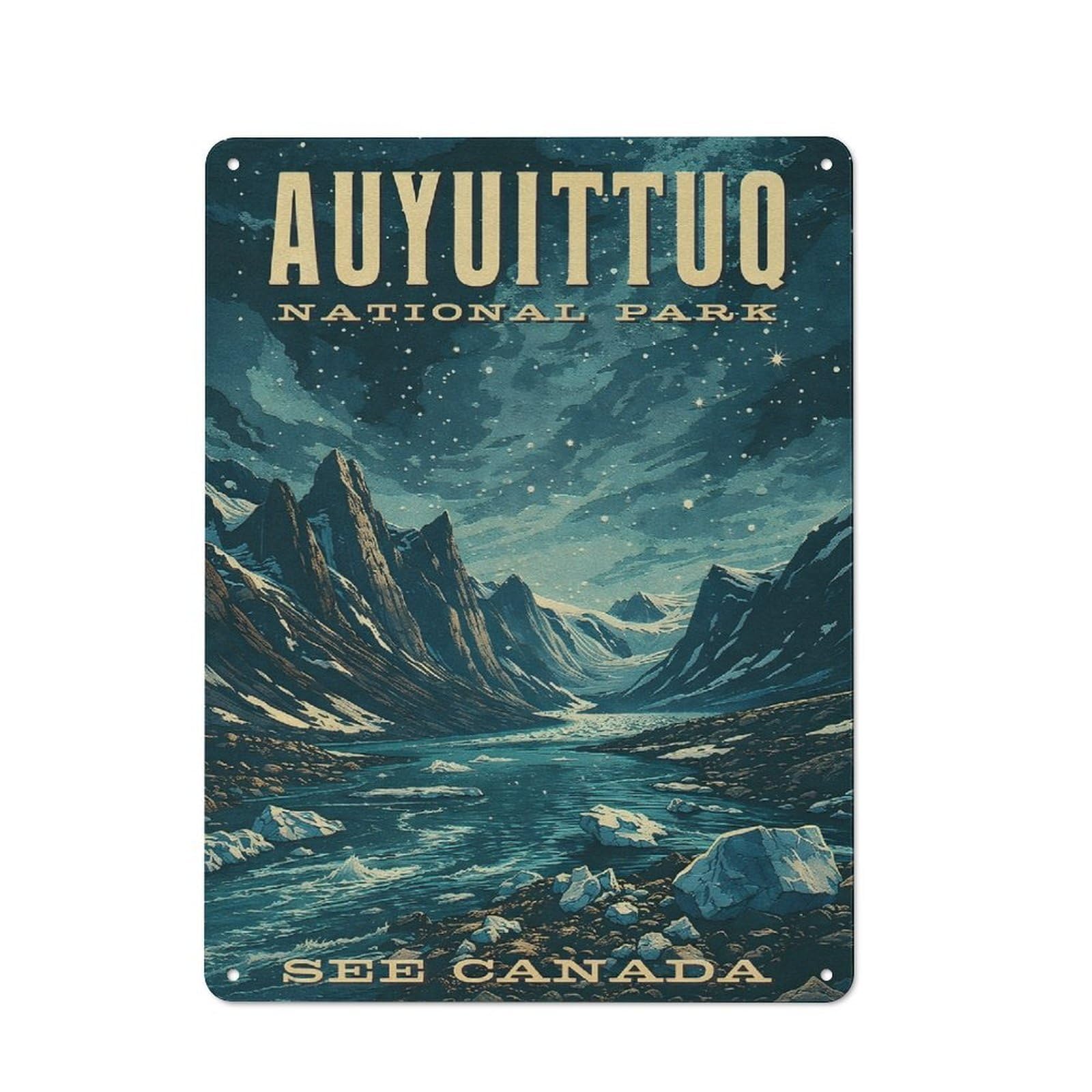 Junmoney Style-12 For Living Room Or Hallway, Auyuittuq National Park Vintage Vintage Metal Plaque 40X30cm, For Vintage Wall Decor Fans, For Metal Sign Collectors