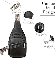 Vista 32 de Telena Bolso bandolera para mujer, bolso cruzado para mujer, cangurera de cuero vegano con correa ajustable