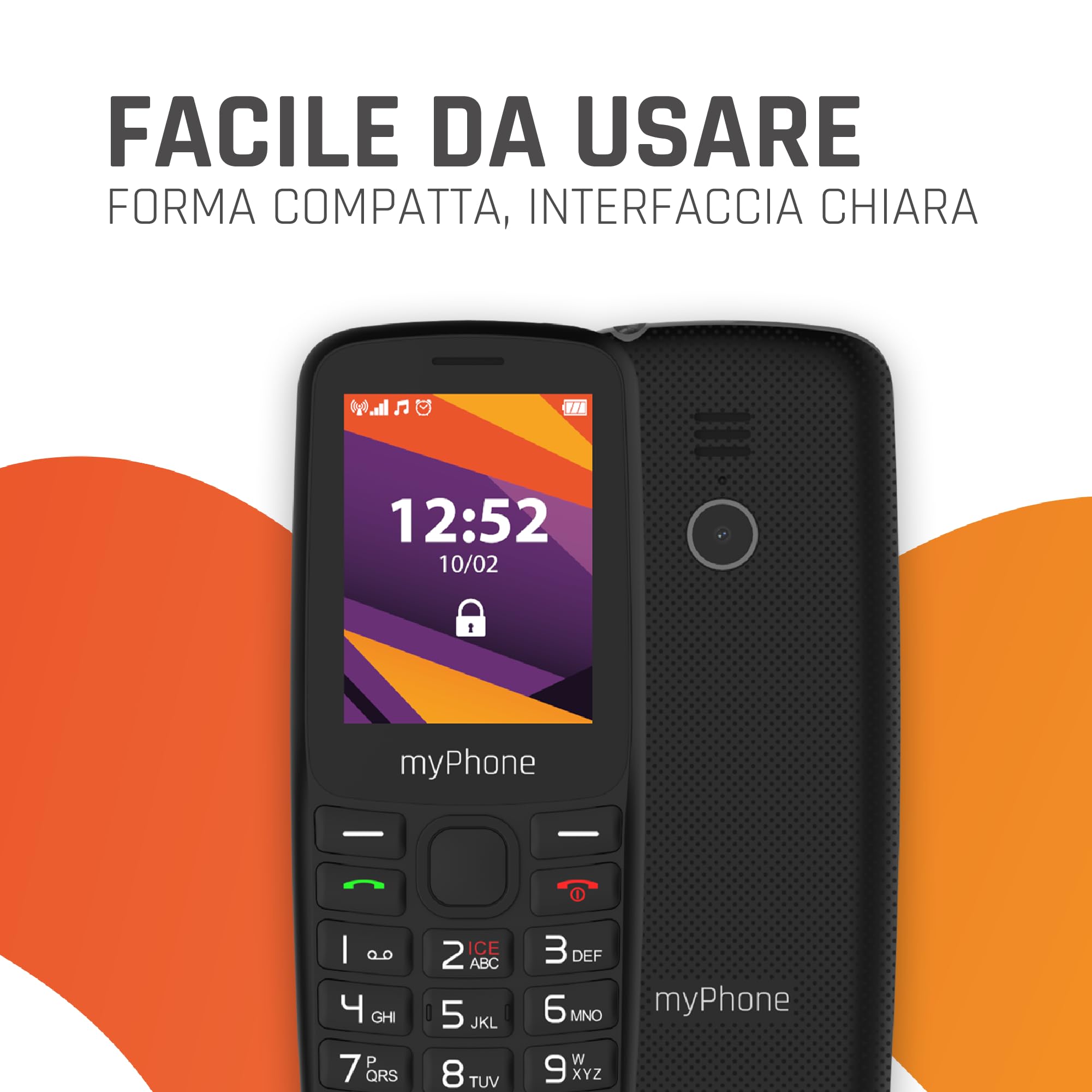 myPhone 6410 LTE, telefono cellulare 4G con display da 2,4" ampio e leggibile, grandi tasti, Dual SIM, radio FM, torcia, batteria a lunga durata