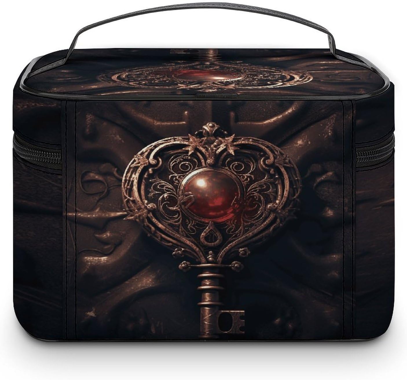 Heart Shaped Key Makeup Bag with Handle Fashion Portable Travel Toiletry Bag Exquisite Large Capacity Cosmetic Bags Lightweight Travel Accessories Storage Bags for Women image 3