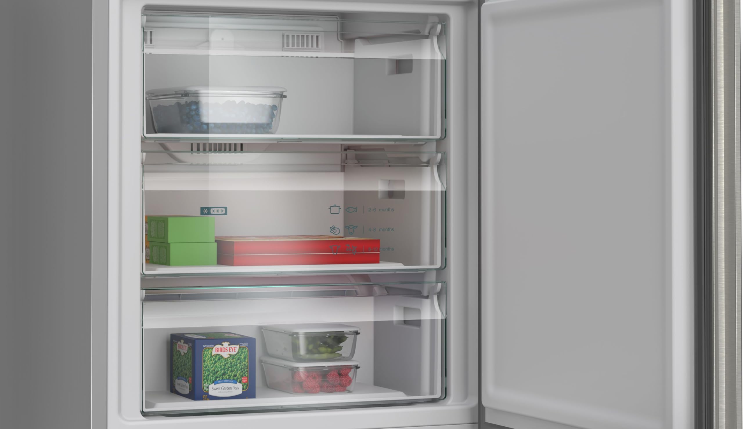 Siemens iQ300 Freistehende XXL Kühl-Gefrier-Kombination 203x70 cm, KG49NVIBG, 311 L Kühlen & 129 L Gefrieren, Total noFrost, Nahtlose Platzierung, hyperFresh 0°C, LED-Innenbeleuchtung, Edelstahl