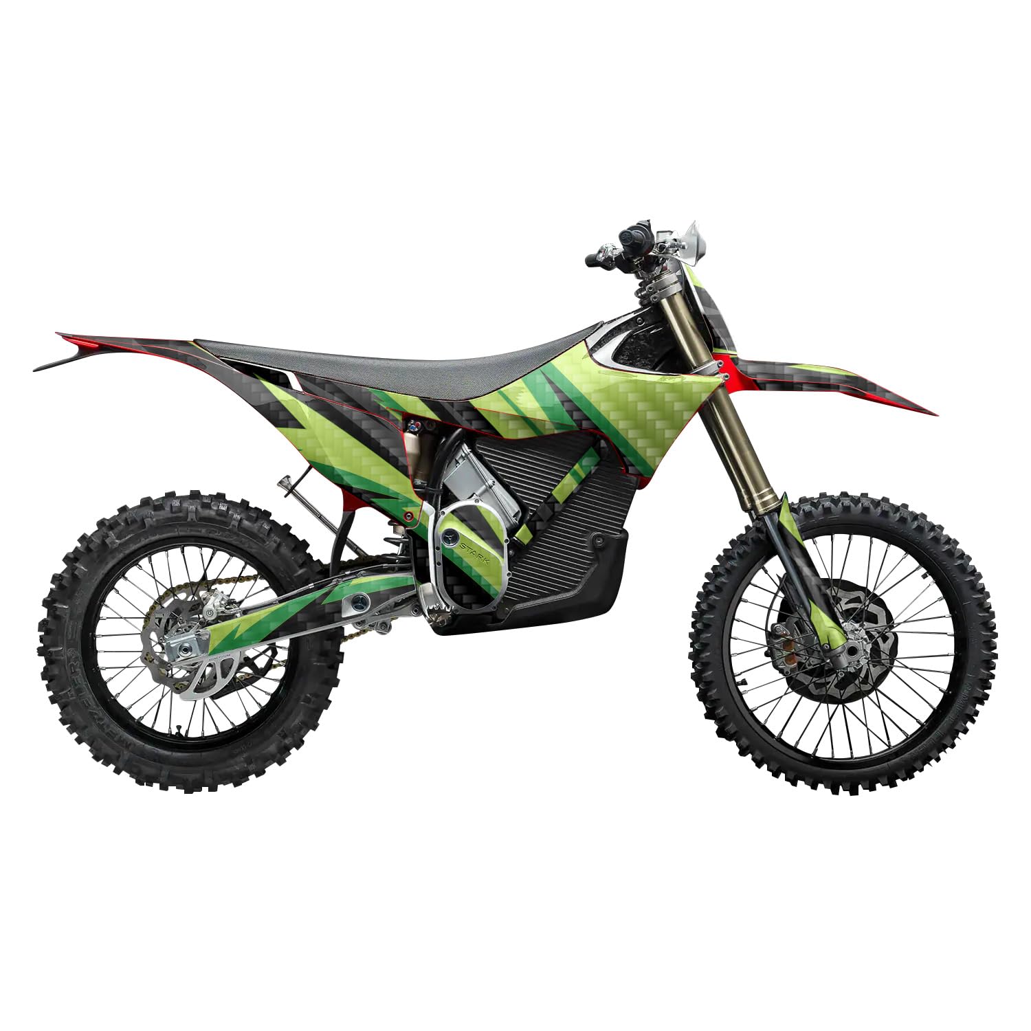 Carbon Fiber Stark Varg MX 2023-2025 Graphics Kit Wrap - Tribe Arc Green - Varg MX Skin - Premium 3M Vinyl Protective Wrap Decal Cover - Easy to Apply | Crafted in The USA by MightySkins