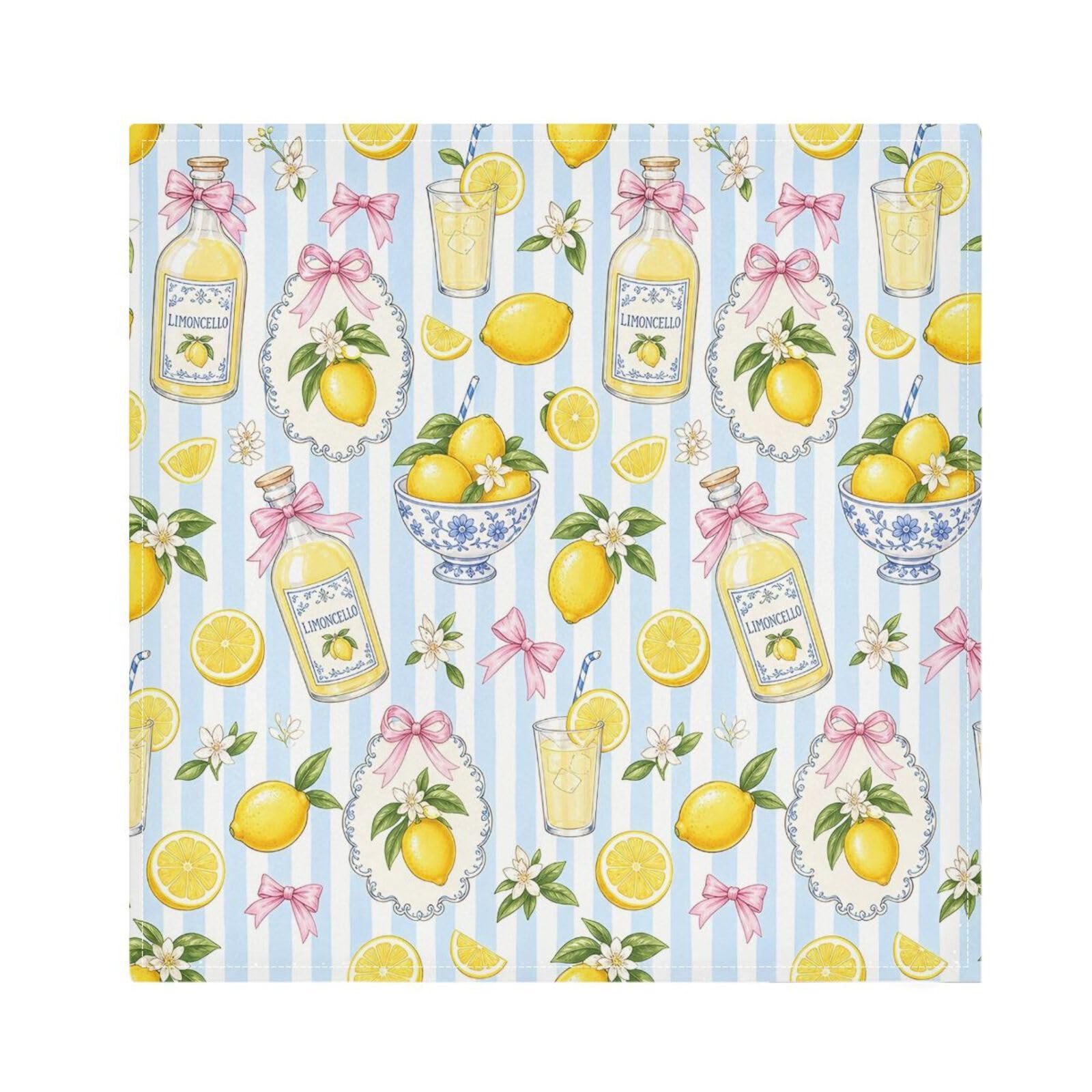 Ttgoth Lemon Cloth Napkin Set of 6 Washable & Reusable Dinner Napkins for Dining Table, Banquets, Wedding, Party, 50x50 cm