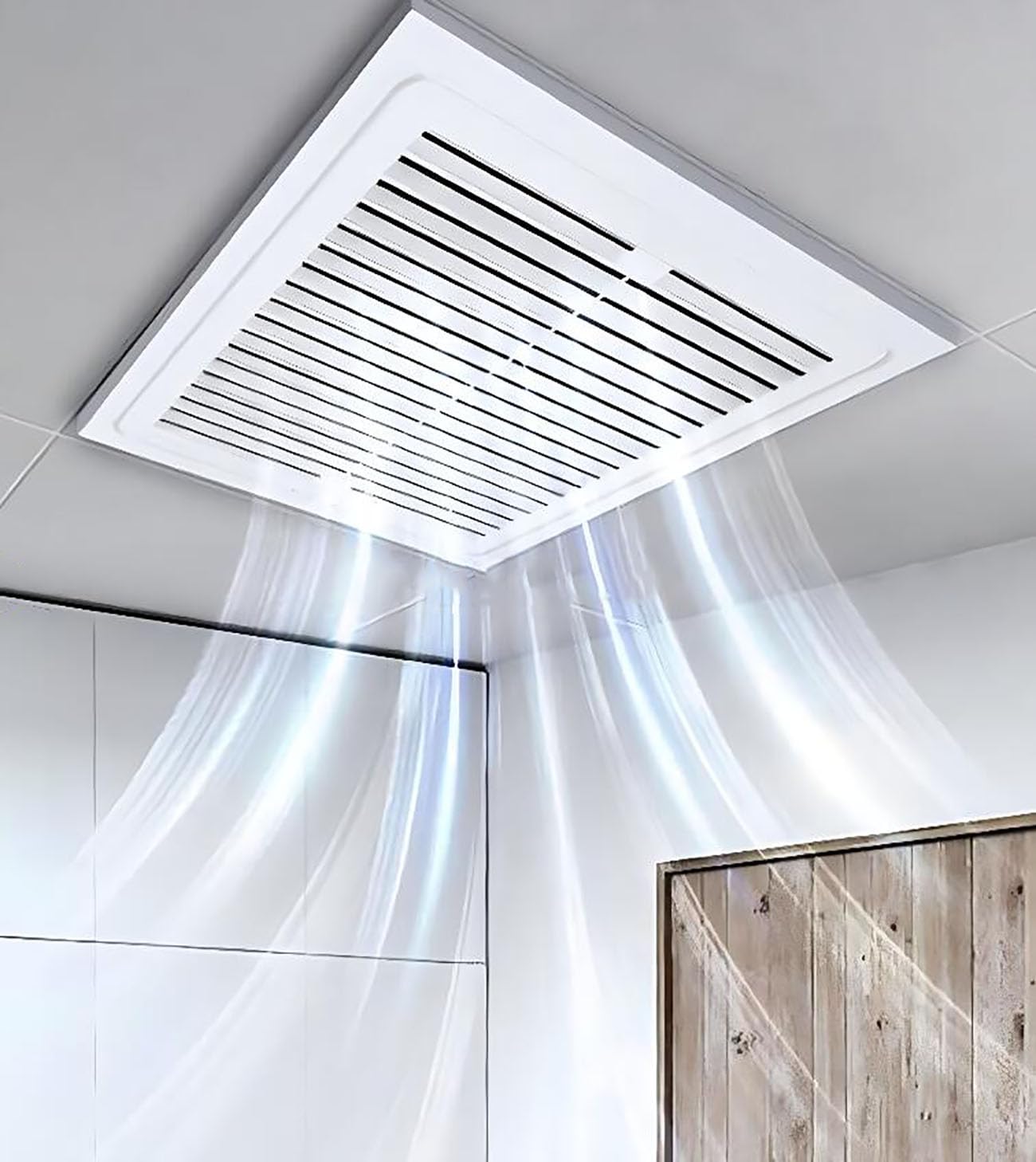 ICEMOB Ventola Aspirazione 300 * 300 Mm,Estrattore Aria Silenzioso Montaggio A Parete O A Soffitto,Aspiratore Bagno con Valvola di Ritegno,Griglia in ABS Bianco,per Cucina,Garage