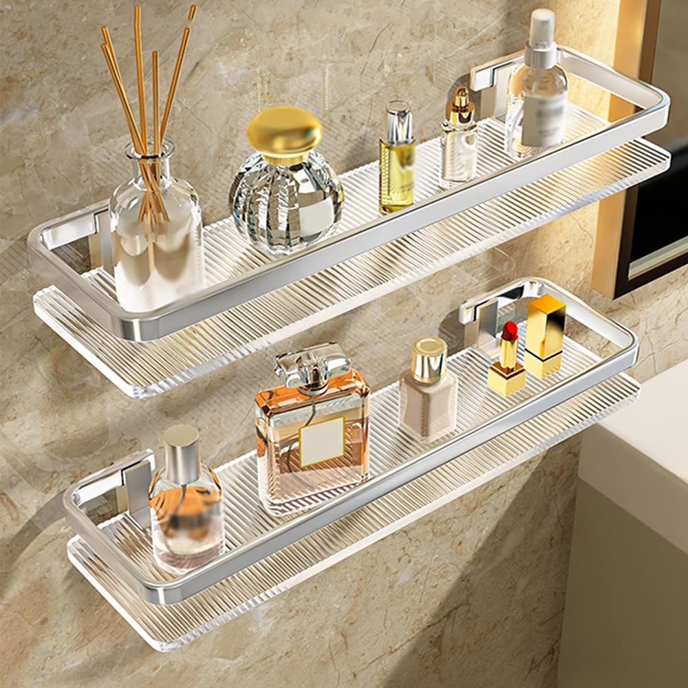 BAHELS Bathroom Wall Shelves Wall Mounted Floating Shelves Shower Caddy Shower Shelf for Inside Shower Size Silver 50cm