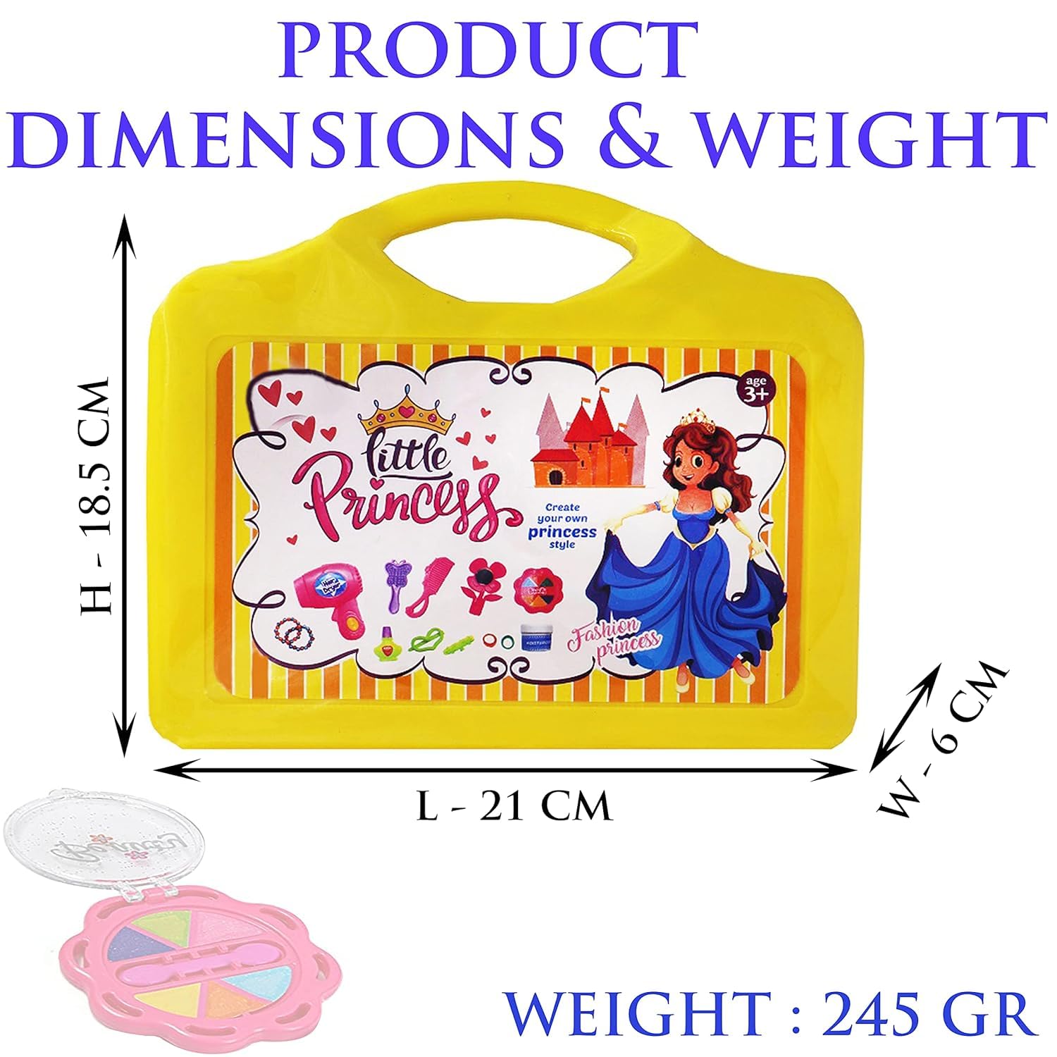 BabyGo Beauty Makeup Suitcase Toy for Girls | Best Fancy Kit Gift for Your Little Princess | Gift Gallery | Colour: Yellow | Girl Role Play Toys 3