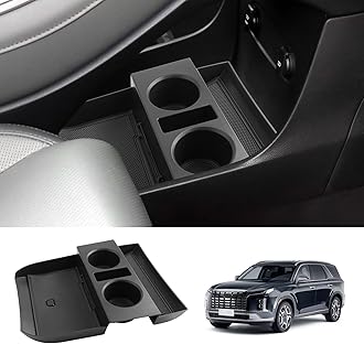 2025 Palisade Lower Organizer Tray for 2020 2021 2022 2023 2024 2025 Hyundai Palisade SE/SEL/XRT/Limited/Calligraphy Under Armrest Organizer Insert Storage Tray w/Cup Holder 2025 Palisade Accessories