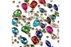 Choupee Mixed Shape Sew on Rhinestones Jewels, 130PCS Glass Gems for DIY...
