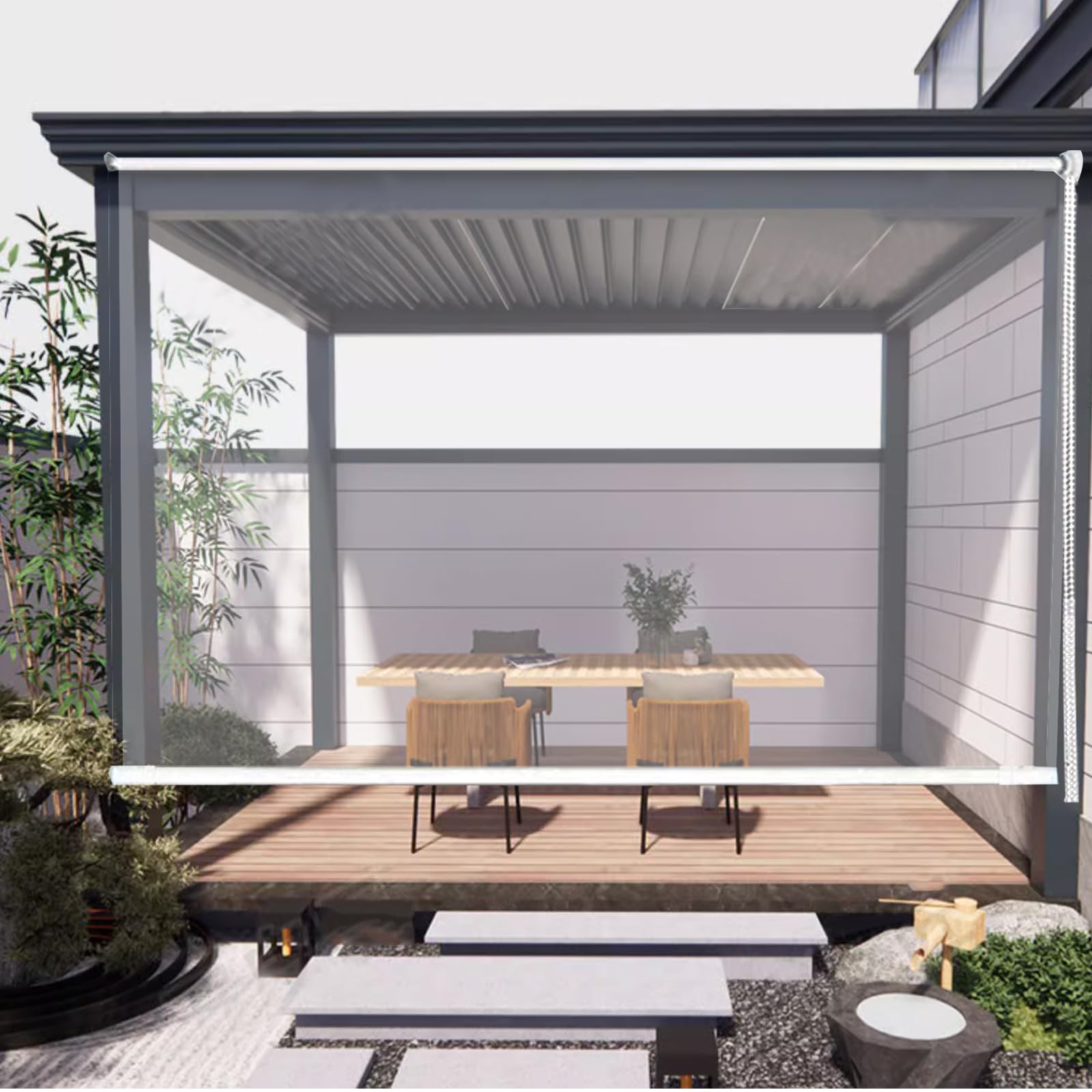 Tenda A Rullo Termoisolante Trasparente Per Finestre E Porte - Protezione Solare Per Balcone E Giardino Con Accessori Di Montaggio (70x140 Cm)