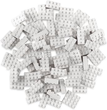 مجموعة Strictly Briks Classic Bricks Starter Kit - مجموعة كتل بناء إبداعية - كتل أطفال بيضاء قابلة للتكديس مقاس 2x4 - متوافقة مع ماركات الطوب الرئيسية - 96 قطعة، أبيض