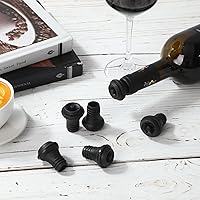 Vista 5 de Honoson 6 tapones de vino con bomba resellable, ahorro de silicona al vacío, práctico para suministros de cocina, herramientas de botella (negro)