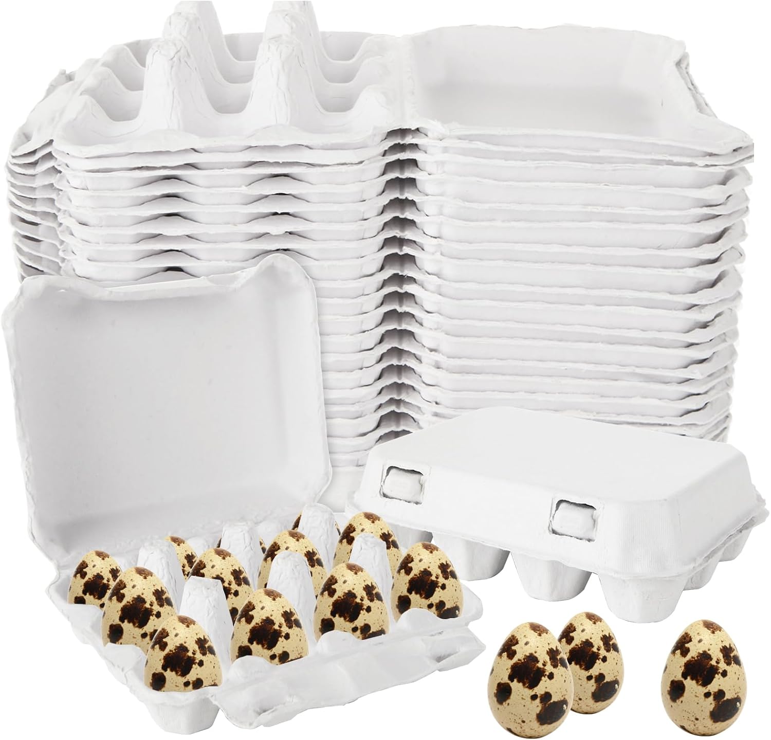 SENENQU 50 Pack Quail Egg Cartons, 3x4 Dozen Quail Egg Carton, Blank Natural Pulp Quail Eggs Container Holder Reusable for 12 Count Quail Egg Carton Storage Tray for Refrigerator