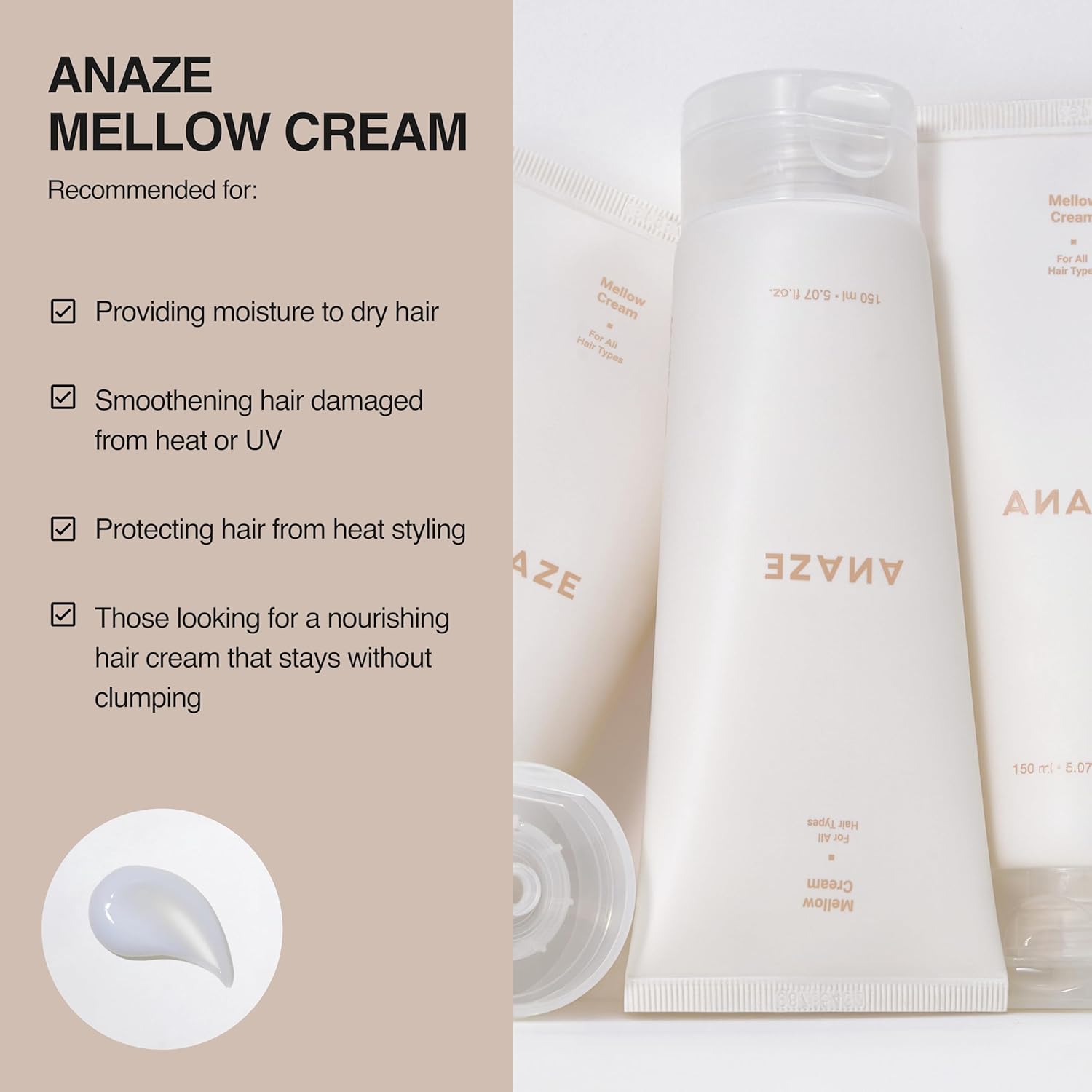 Mellow Cream Hair Treatment 150 ml – Leave-In Conditioner for Deep Moisture & Damage Repair, Instant Results on Dry, Frizzy, and Color-Treated Hair, Gifts for Woman