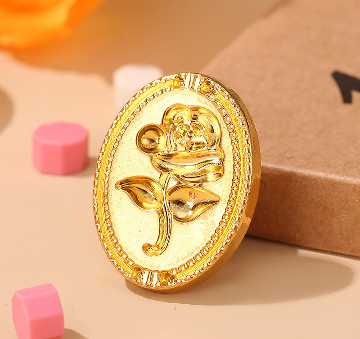 YYaaloa 11pc Wax Seal Stamp Set - Brass & Wooden Handle - 10pcs Floral Stamp Heads - Wedding Invitations, Greeting Cards, Envelopes