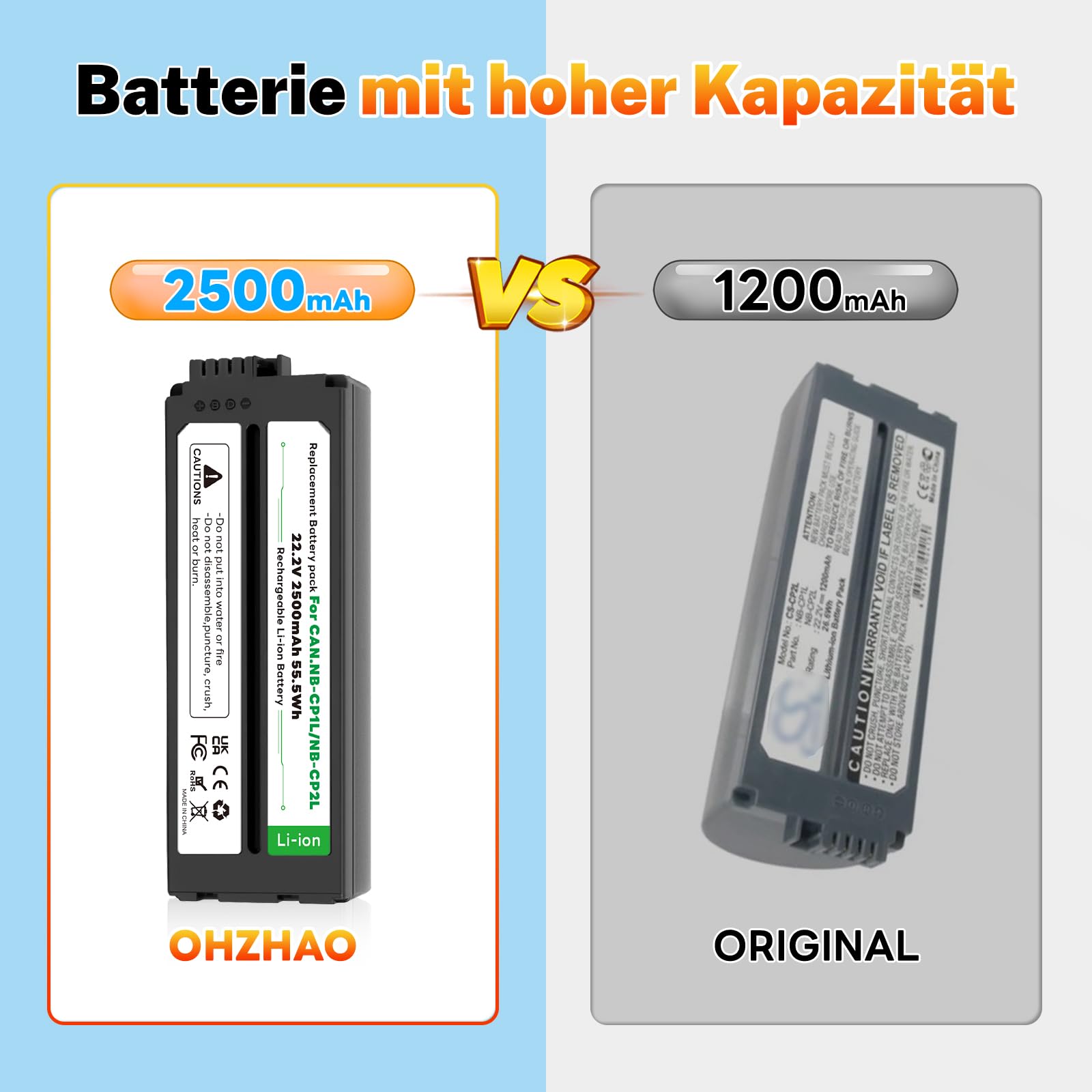 Canon Selphy Drucker Akku Upgrade – Hohe Kapazität 2500mAh Für CP1500, CP1300, CP1200 Und Mehr