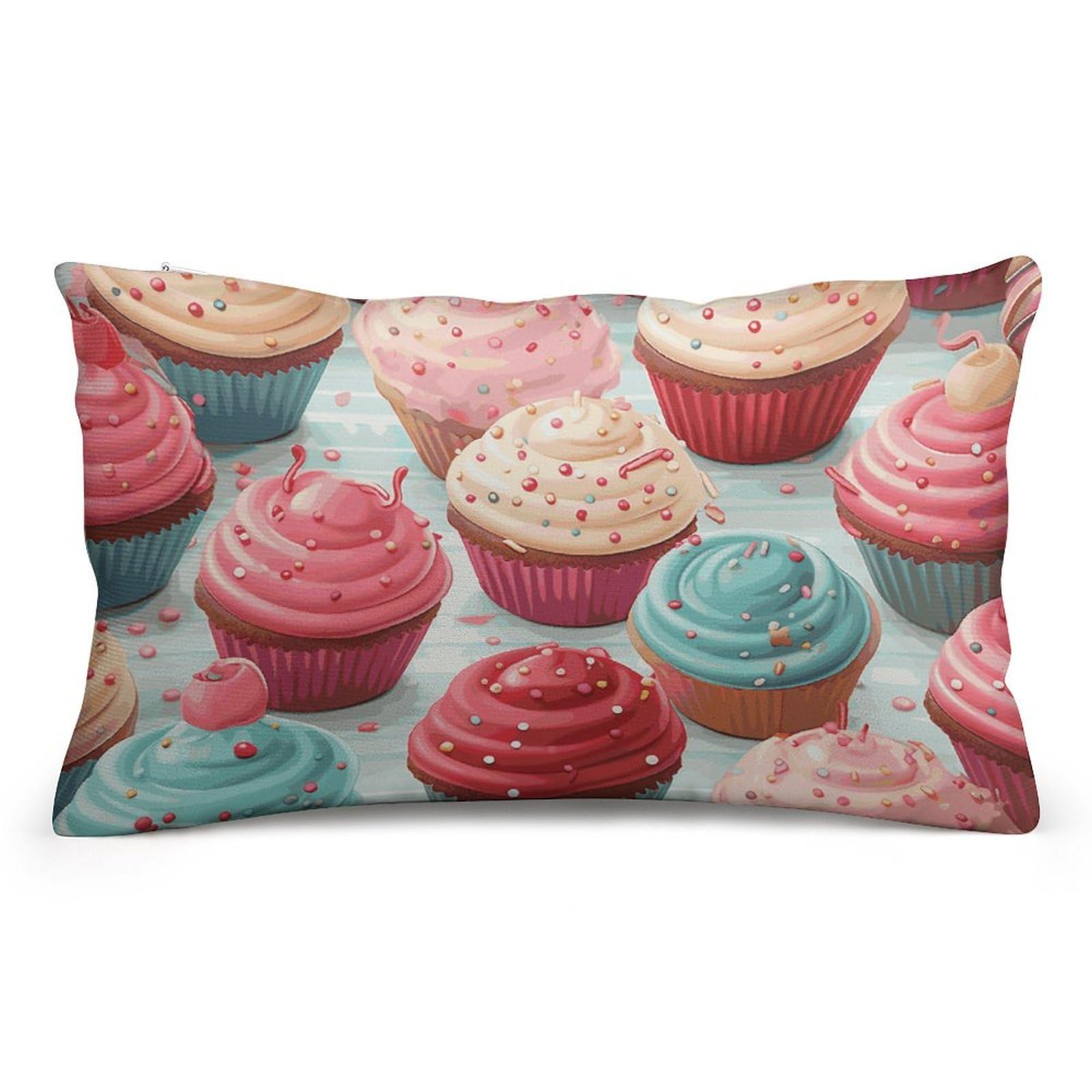 Velvet Pillowcases Standard Size 8"x12", Ultra Soft Breathable Pillow Cases for Bed, Luxury Cozy Fuzzy Pillow Shams, Lumbar Pillow Cover, Colorful Sweet Lollipop Cupcake Donuts Cushion Case Home Decor