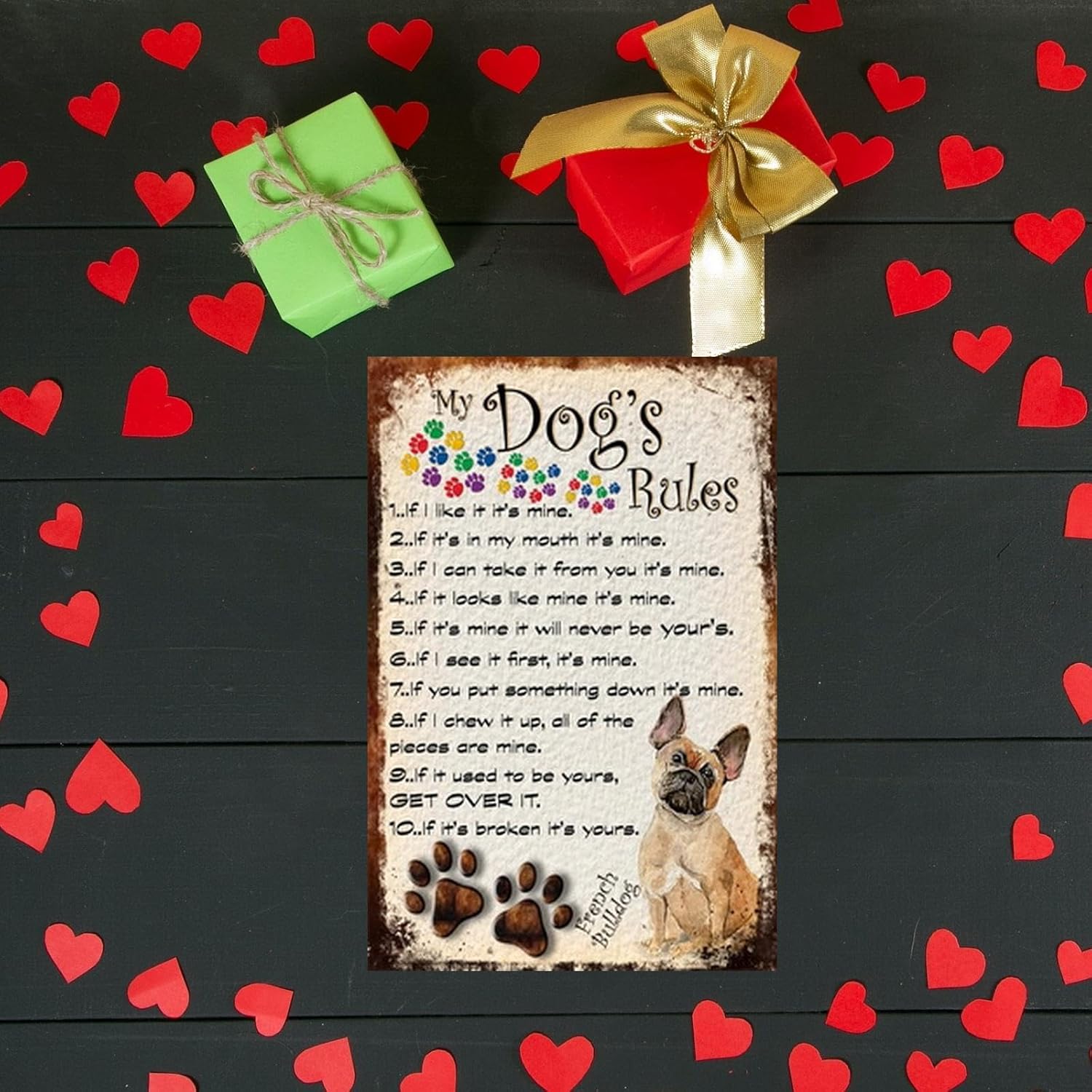 Dog Tin Sign Metal Poster Vintage Wall Décor, My Dog's Rules, Funny Decorations for Home Bar Bathroom Farm Room Garden Plaque 8x12 Inch - Image 3