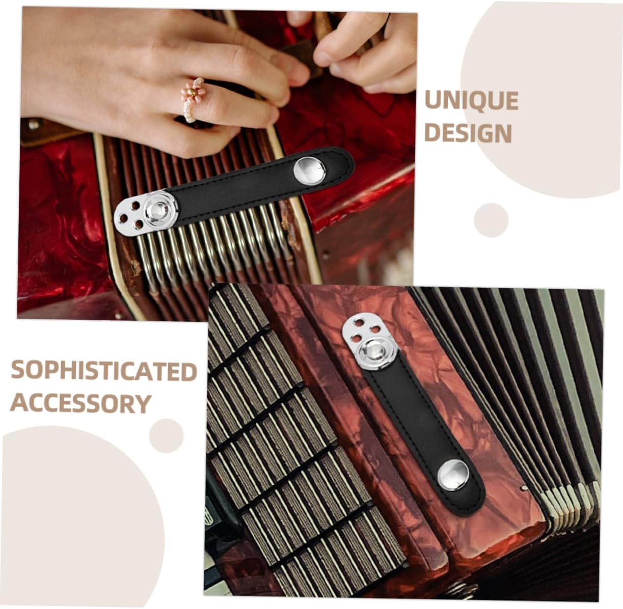 2pcs Double-layer Accordion Straps with Metal Connectors Cowhide Harness for Accordions Durable Musical Instrument Accessories