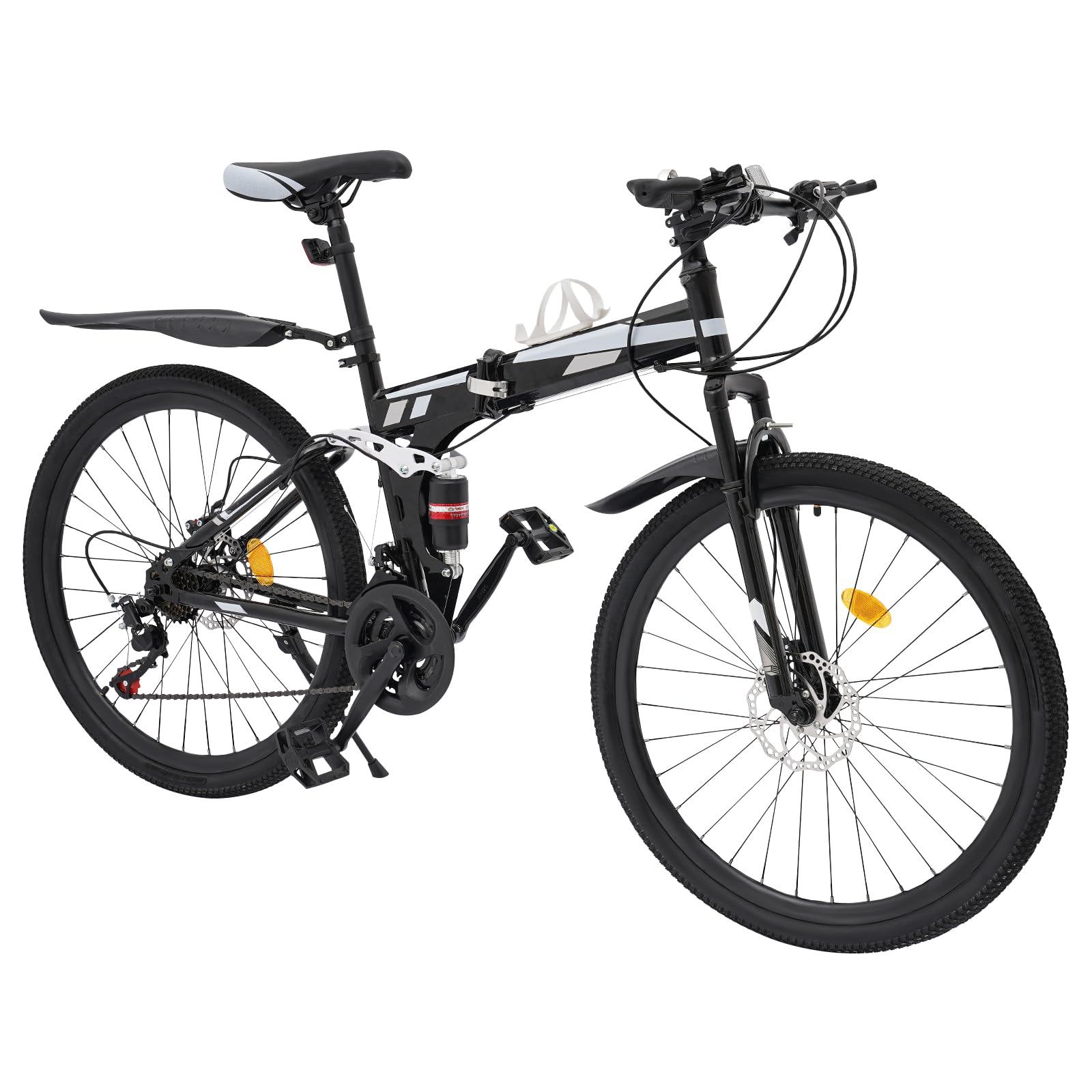 AOOUNGM Mountain Bike with 26 Inch Wheels, 21 Speed, Foldable, Dual Disc Brake, Unisex Adult MTB with High-carbon Steel Frame