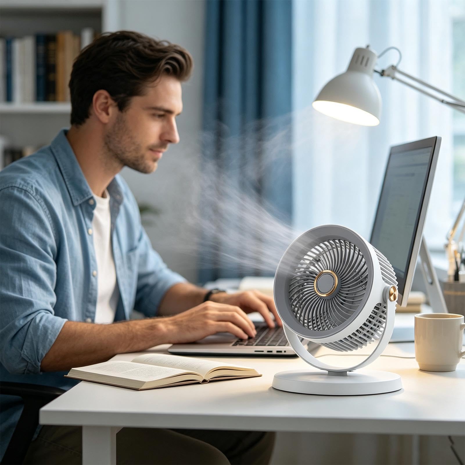 Ventilador vertical Soplador De Verano Silencioso Y Recargable Con 5 | Ventilador de suelo bajo consumo Para Salón, Oficina, Hogar, Cocina, Interior, Exterior Y Camping