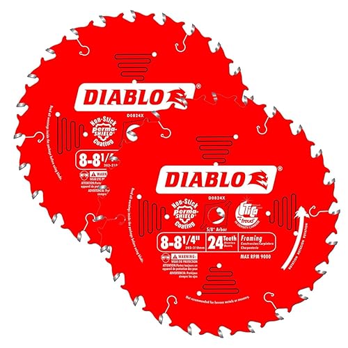 Freud D0824X Diablo - Hojas de sierra para enmarcar con corte fino ATB de 8-1/4 pulgadas, 24 dientes, paquete de 2