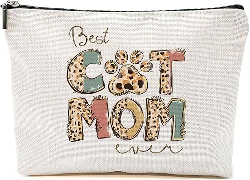 Cat Mom Makeup Bag, Gifts for Women Sister Bestie Animal Lover Cosmetic Bag cat lover gifts, Birthday Christmas, Accessories Makeup Pouch Travel Toiletry Zipper Bags, Organize