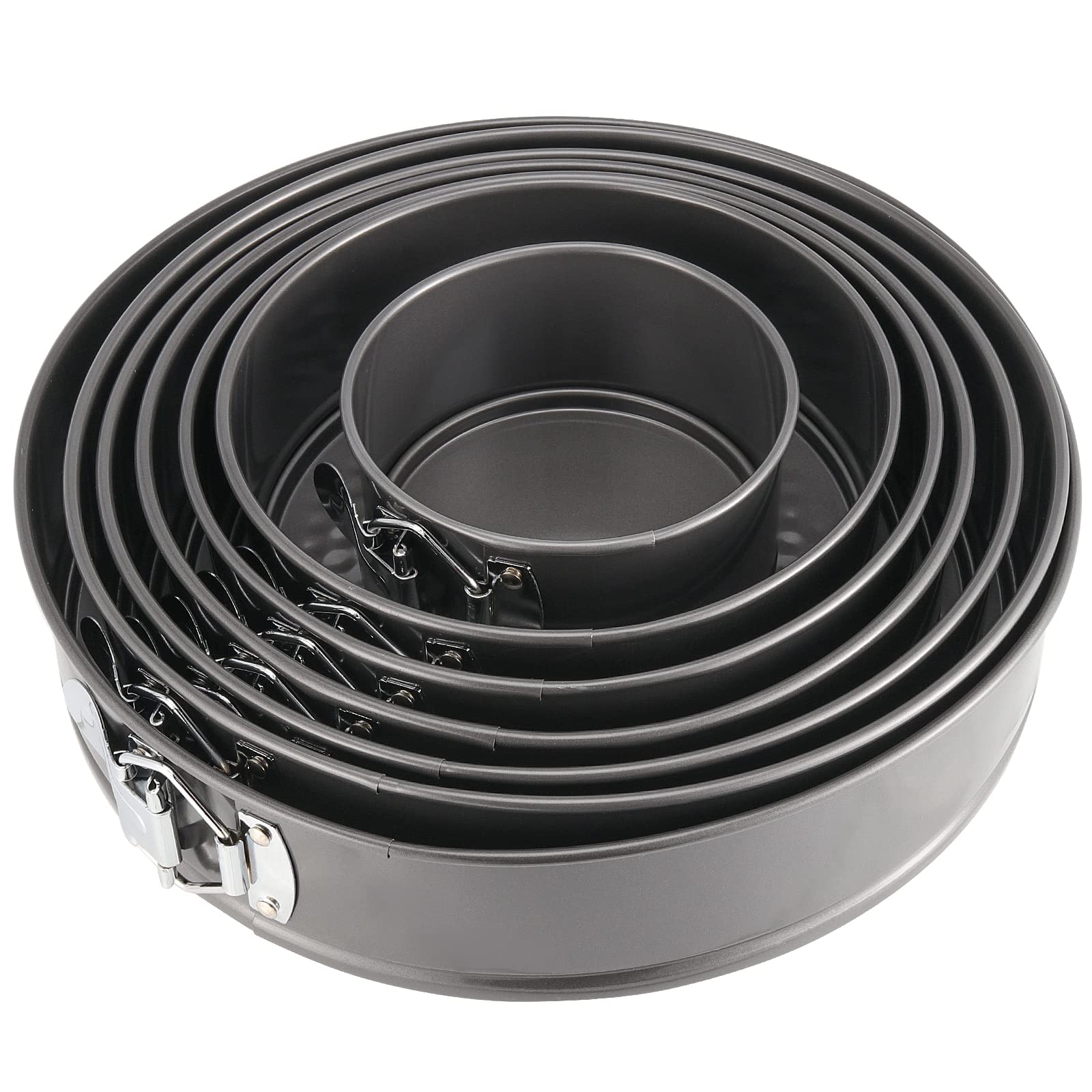 PINGEUI Set di teglie per torte in 7 misure, antiaderenti, con fondo rimovibile, per torte e cheesecake, 12/18/20/22/24/26/28 cm