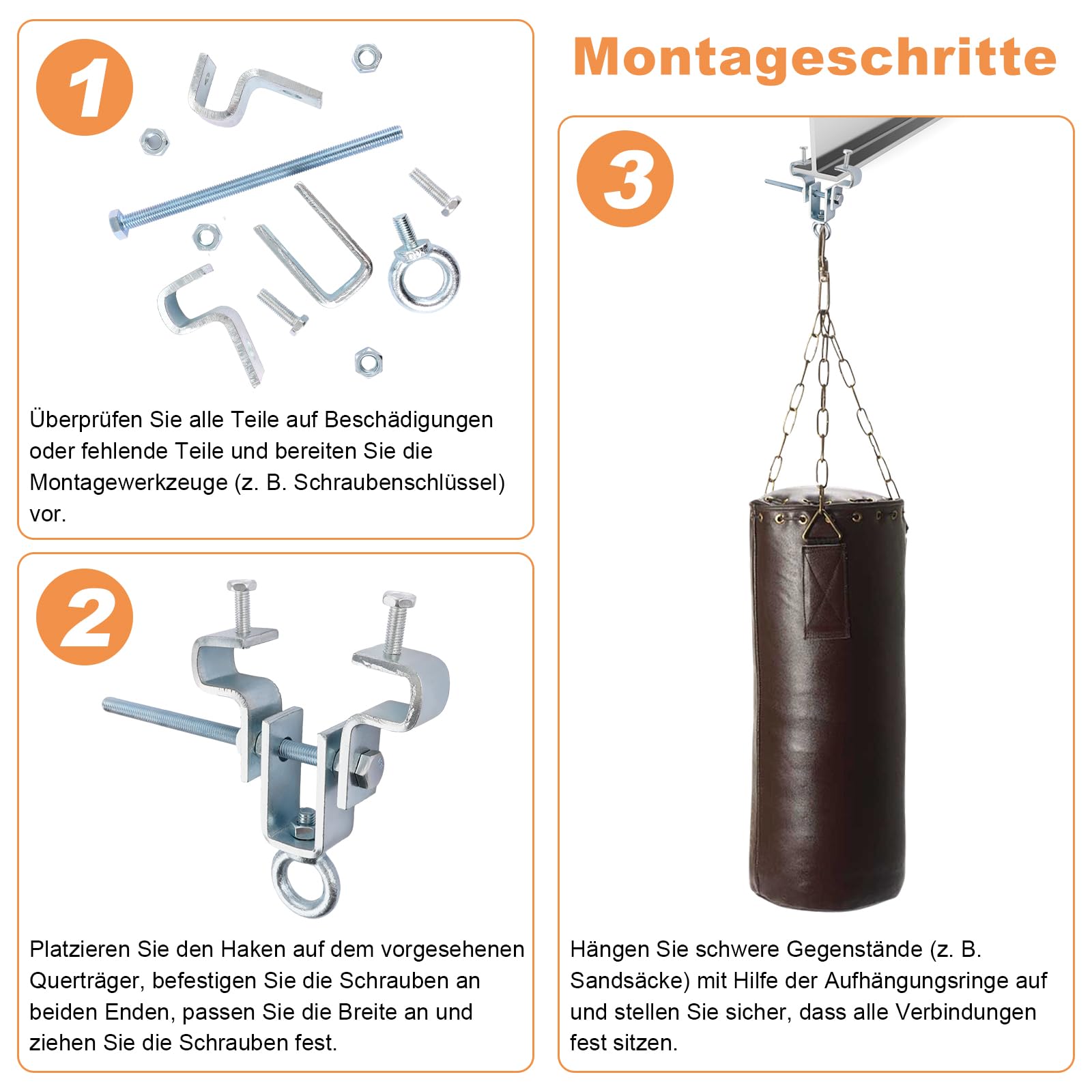 4 STK Verstellbare Stahlträger Befestigung Kranhaken Trägerklemme für Hält 204KG Einstellbar von 65-225mm für Vielseitige Anwendungen Robust und Einfach zu Bedienen