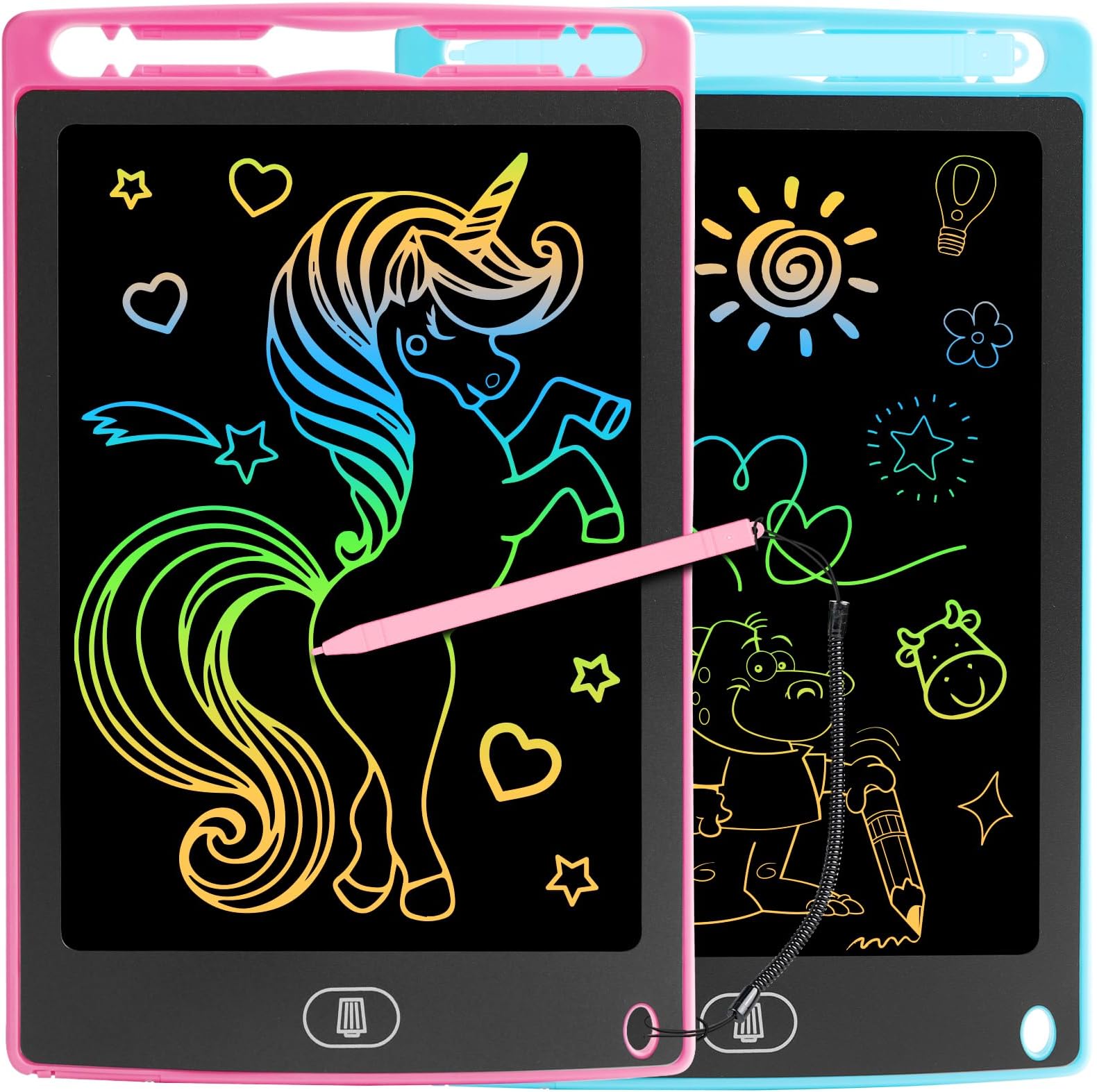 2 Pack LCD Writing Tablet, 8.5 Inch Colorful Doodle Board, Eye Protection Drawing Board with Lock & Erase FUNC, Toys & Gifts for Kids Adults Learning Education at Home, School - Pink & Blue