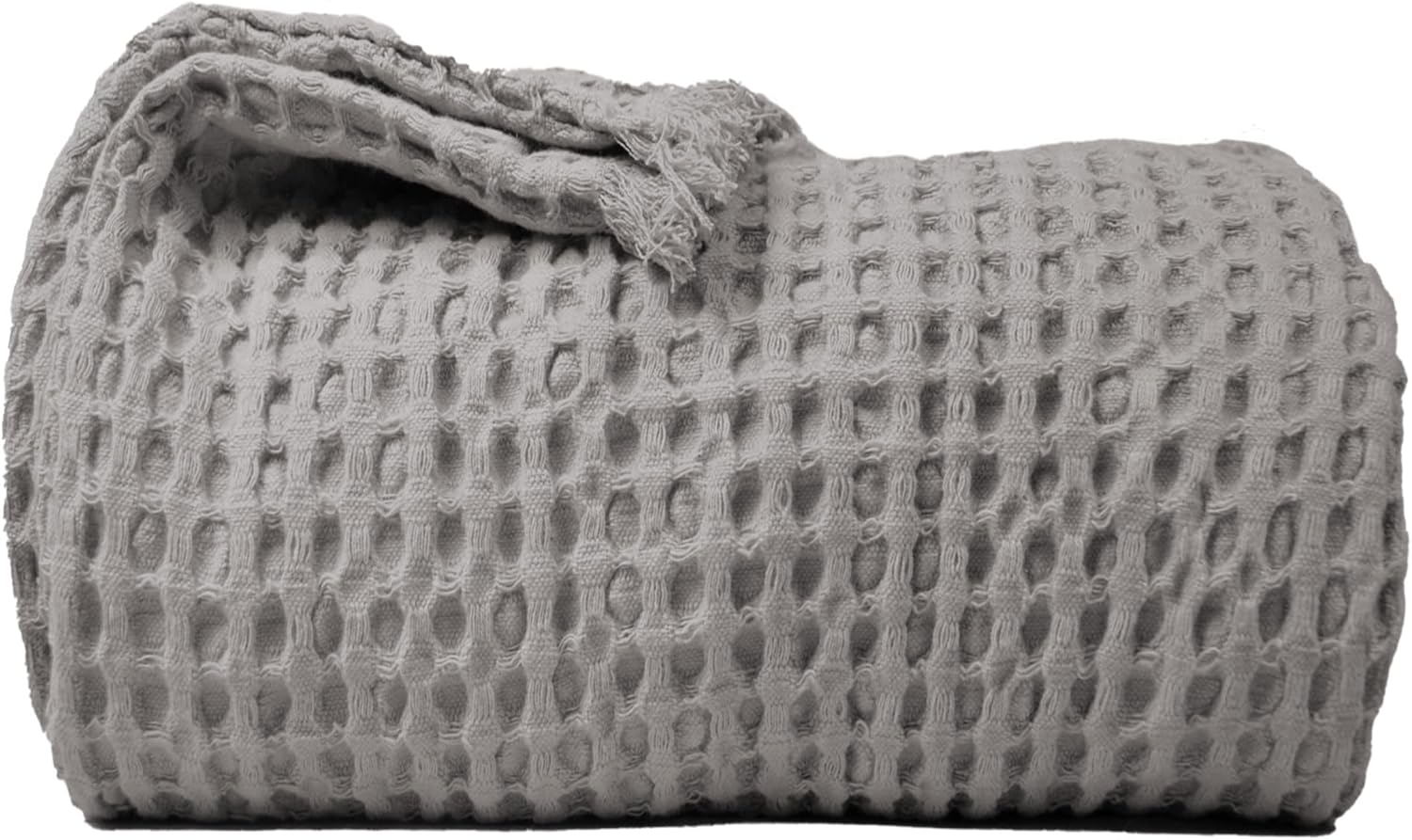 The Fine Living Co. 100% Cotton Waffle Weave Throw Blanket - Lightweight, Soft and Breathable Throw Blanket for All Season- Skin-Friendly Blanket for Couch, Bed, Sofa- 50”x60” inches, Mineral Gray