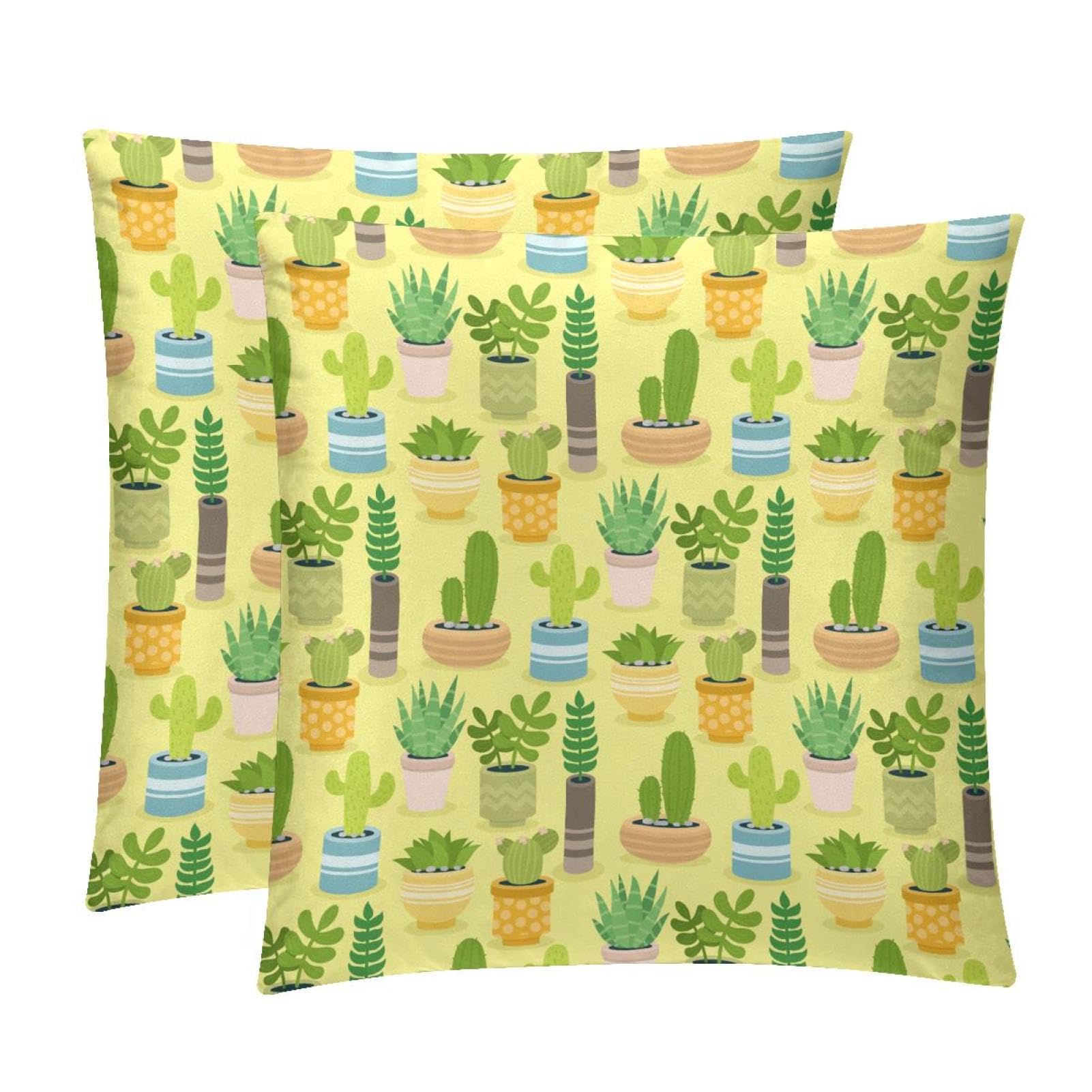 TDGKPZ Cactus Green Throw Pillow Covers 2 Pack Cushion Cases Decorative Pillow Cases Home Decor 45x45cm