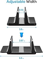 Vista 2 de JARLINK Soporte vertical para laptop, soporte de aluminio para computadora portátil con tamaño de base ajustable (hasta 17.3 pulgadas) compatible