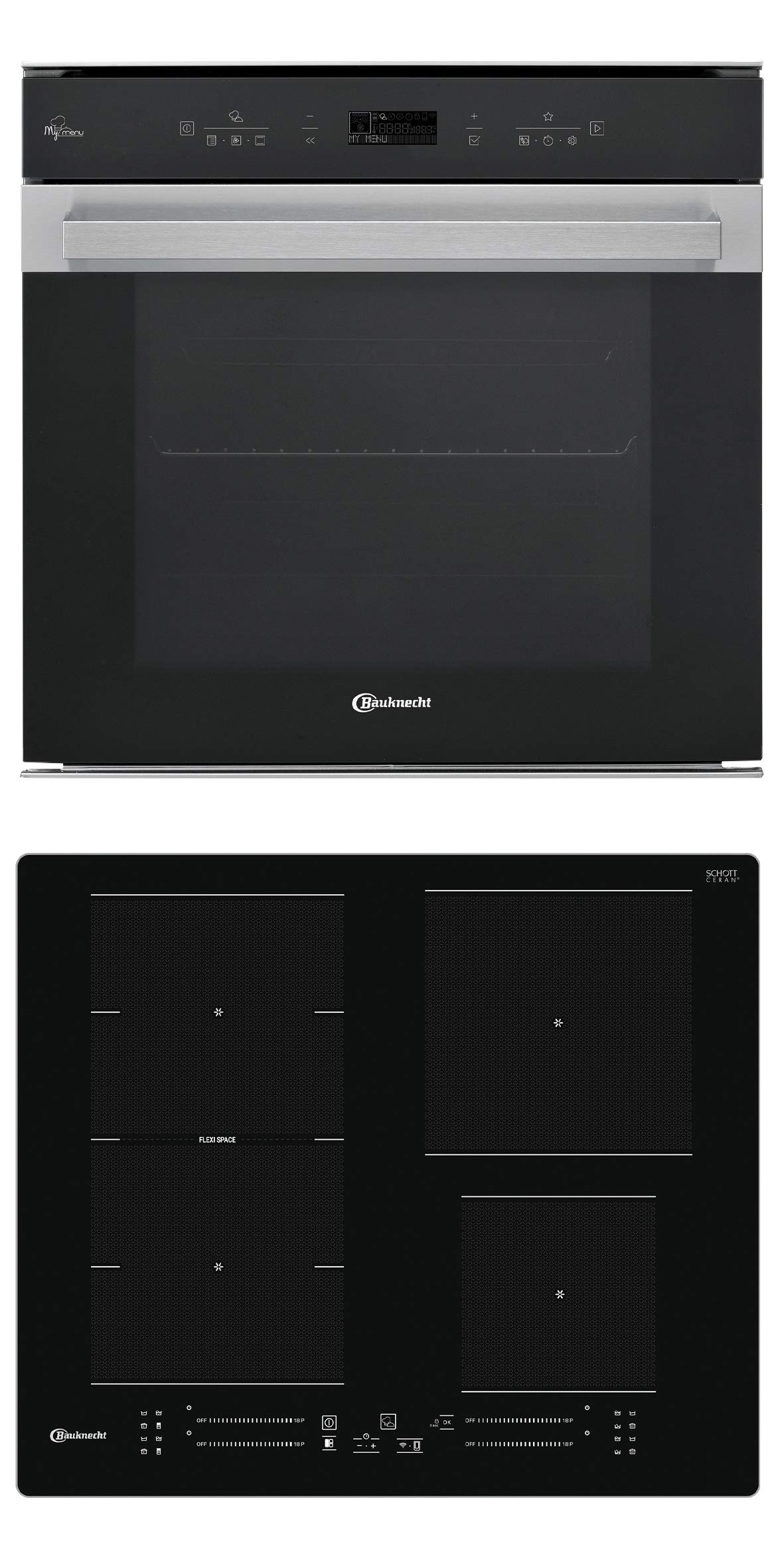 Bauknecht BAKO CONNECTIVITY Backofen-Kochfeld Kombination/Induktionskochfeld (60cm)/ Heißluft/HomeNet App/DiamondClean – hydrolytische Reinigungsfunktion/My Menu/Backauszug auf 3 Ebenen