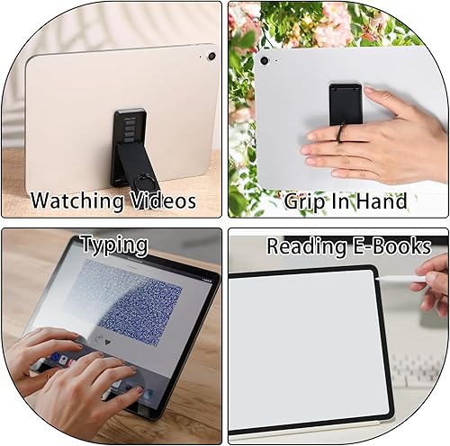 Miniatura 7 de Soporte universal para tableta, soporte de anillo ajustable, soporte de tableta negro, mango adhesivo, soporte de mano multiángulo, accesorio para