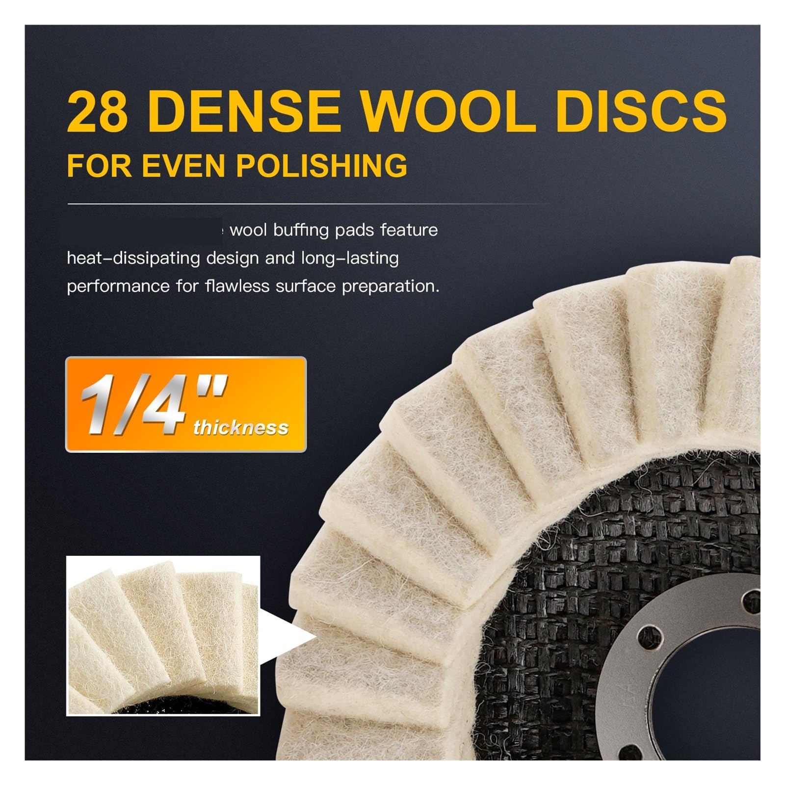 Disco de rueda pulido lana 4,5 pulgadas, amoladora angular 1/5mm, molienda fieltro for Metal, madera, vidrio, cerámica y mármol, 1/5 Uds(5pcs 4.5in)
