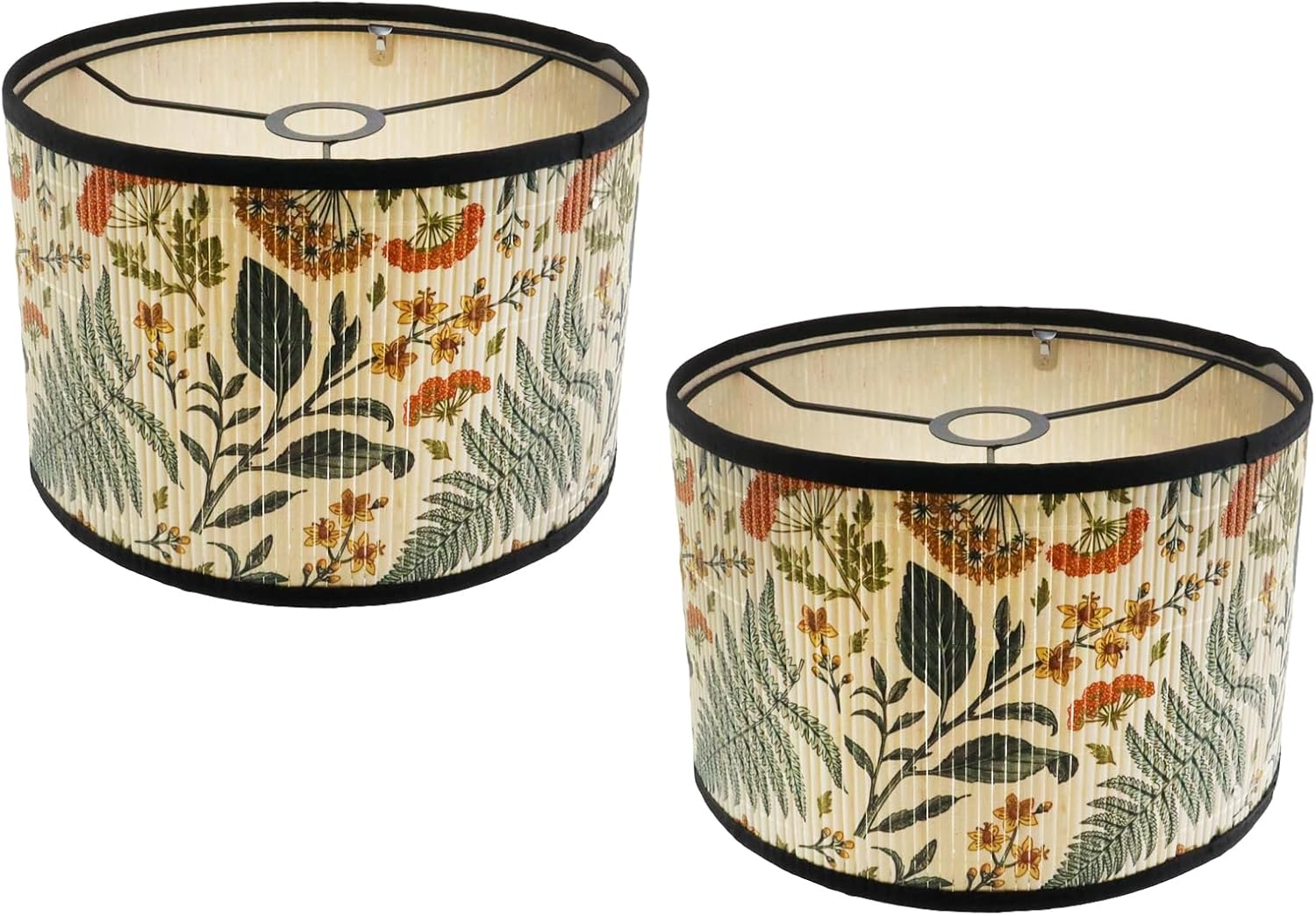 Vintage Lamp Shade E27 Woven Lamps Shade Replaceable Lamp Fittings, Vintage Burlap Lampshade with Flowers and Butterfly Patterns