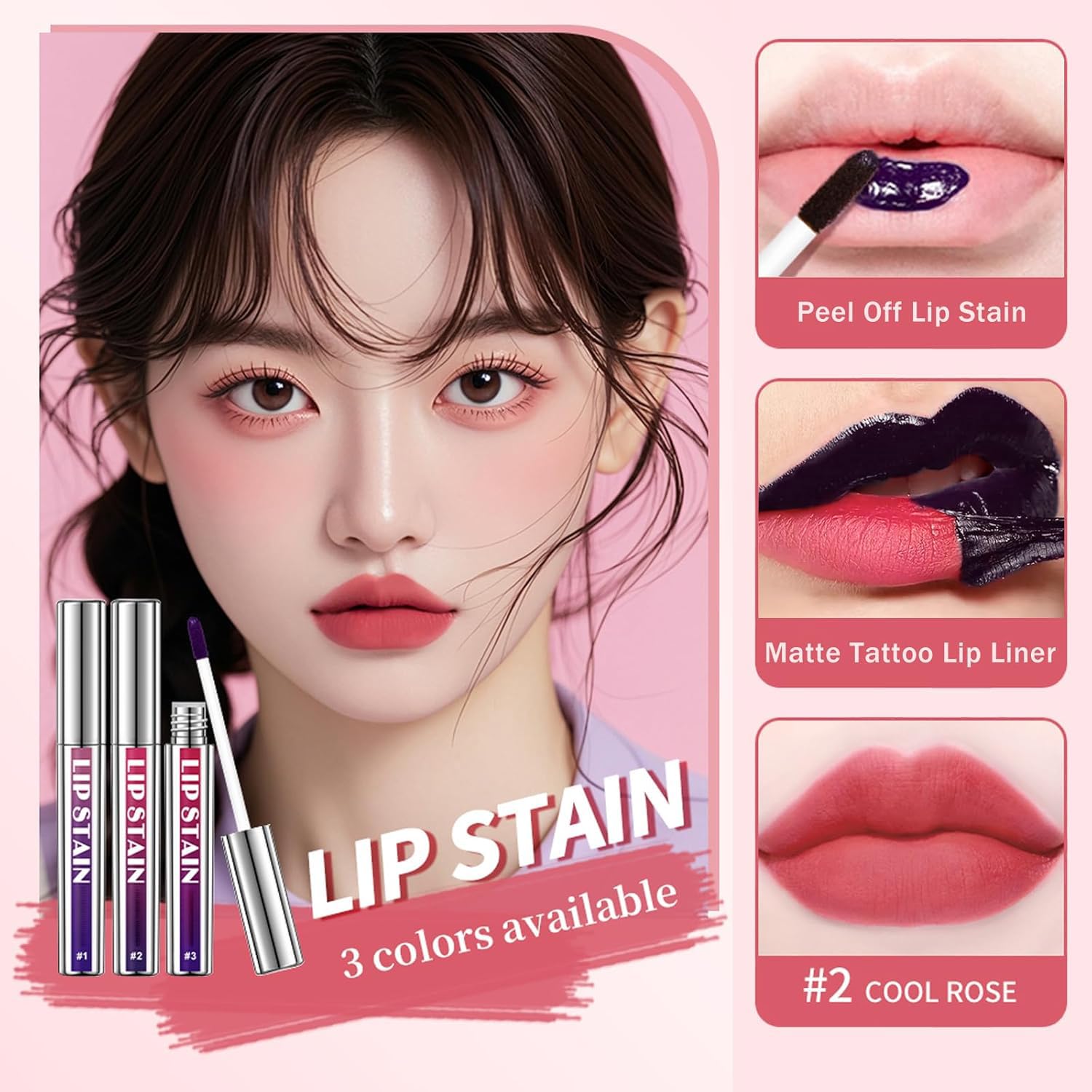 3Pcs Peel Off Lip Liner Stain, Long-Lasting Lip Stain Peel Off, Waterproof Peel Off Lip Stain - Image 3