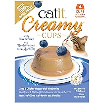Gatti Catit Creamy Cups, Tonno, Pollo e Mirtillo, 4 x 25 g
